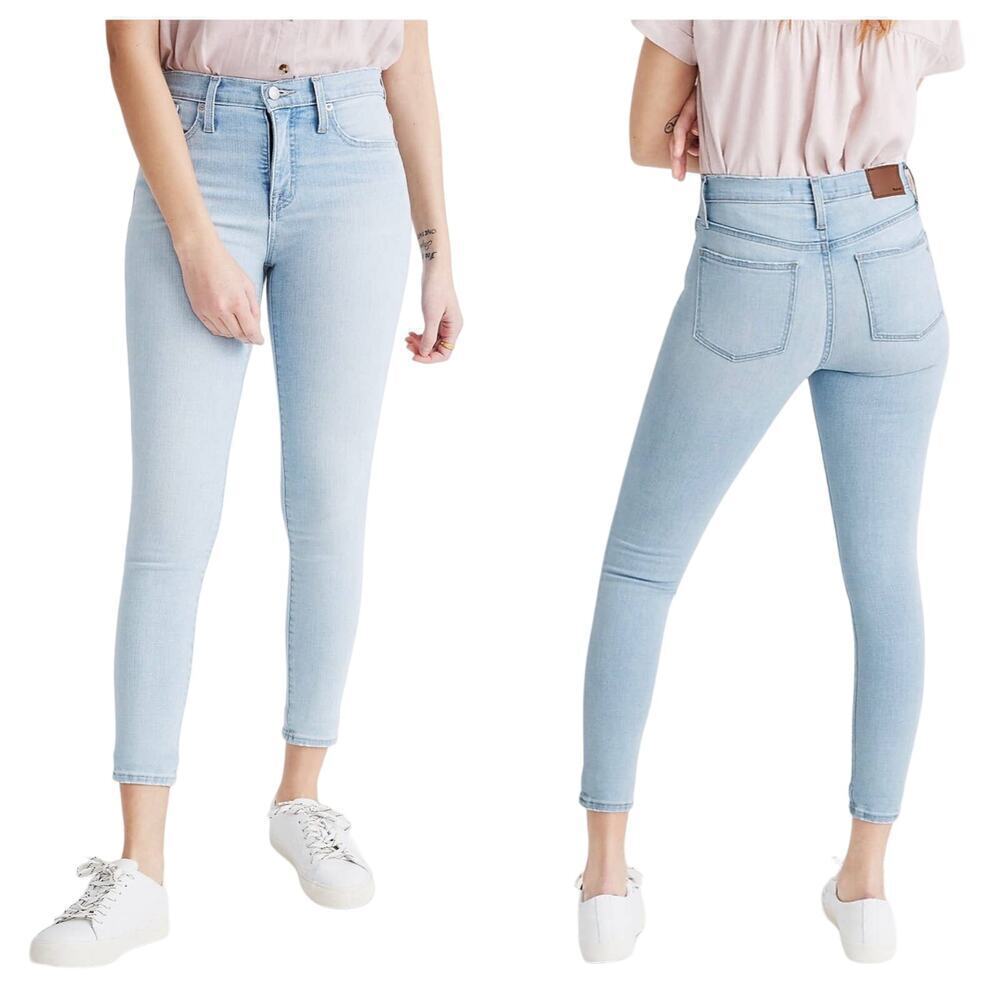 Madewell Jeans 9" Mid Rise Skinny Crop Stretch Denim Light Wash Blue 23
